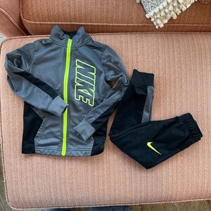 Nike Charcoal track suit with Neon Lime Highlights